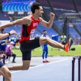 Julien Bonvin en action lors des demi-finale du 400m haies des Championnats d'Europe d'athlétisme